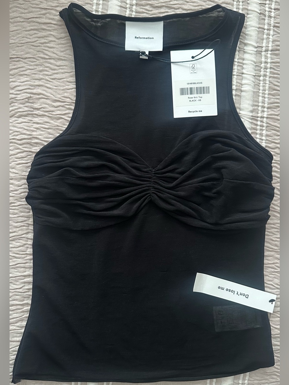 NWT Reformation Rose Knit Top - Black XS - Picture 3 of 7